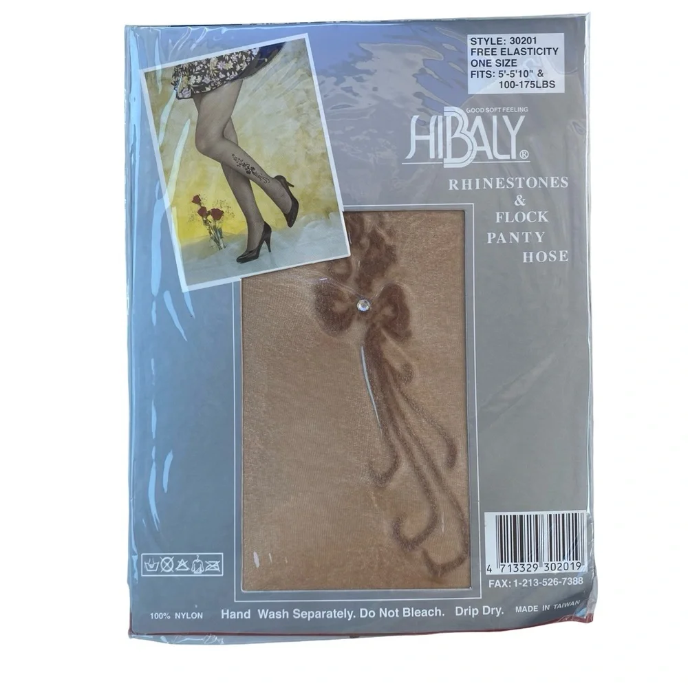 Vintage Women's Hibaly Fashion Pantyhose Flock & Rhinestone - Lot of 6‎ NEW